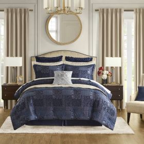 4 PCS Queen Comforter Set Navy