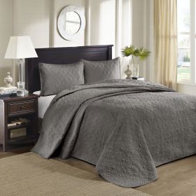 Reversible Bedspread Set Dark Grey Queen