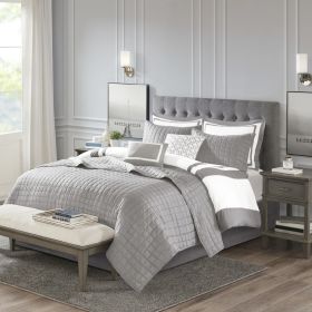 8 Piece Comforter and Quilt Set Collection Grey King/Cal King