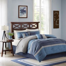 7 Piece Microsuede Comforter Set Navy King