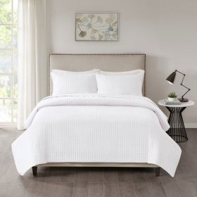3 Piece Reversible Quilt Set White Full/Queen