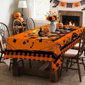Hexagram Halloween Tablecloth Rectangle Pumpkin Tablecloths 60 x 84 inches Castle Ghost Table Cloth (Option: Halloween   60" x 120" (Rectangular))