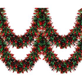 33 Ft Christmas Tinsel Garland, Shiny Thick Red & Green Metallic Foil Garland For Xmas Tree, Party, Home, Stairs & Indoor Outdoor (Option: MULTI)