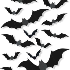 120 Pcs 3D Halloween Bat Decorations, 5 Sizes, Removable Wall Decor For Indoor Party Display (Option: Bat)