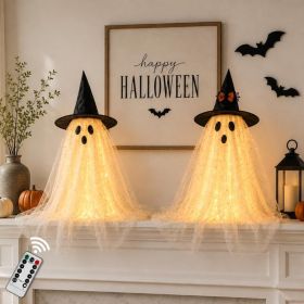 2 Piece Halloween Ghost Decorations With String Lights, Remote Control Spooky Indoor Decor (Option: Small Standing Ghost)