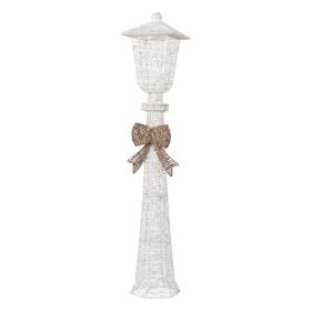 5FT Lighted Lamp Post with Bowknot Christmas Decorations, Pre-lit Holiday Decor with 110 Warm White LED Lights for Xmas Outdoor Indoor Decor Ligh (Option: default title)