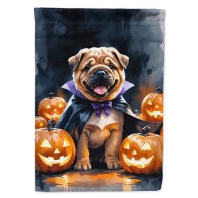 Shar Pei Puppy Halloween House Flag Large Porch Sleeve Pole Decorative Outside Yard Banner Artwork Wall Hanging, Polyester, House Size, Multicolo (Option: Default)