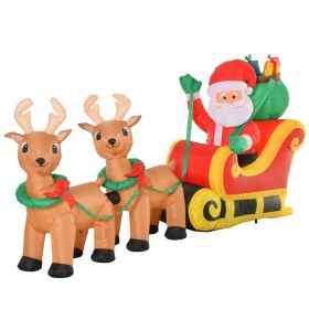 8ft Long Christmas Inflatable Santa Claus with Sleigh and Reindeer, Outdoor Blow-Up Yard Decoration with LED Lights Display (Option: Yellow-270x160x350 mm)