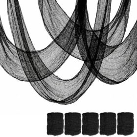 5 Piece Halloween Creepy Cloth, Black 30x72 Inch, Spooky Draping Decor For Indoor & Outdoor (Option: BLACK)