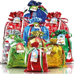 38 Pack Christmas Gift Bags, Assorted Small, Medium & Large Sizes, Holiday Gift Bags For Presents, Treats, Parties & Celebrations (Option: MULTI)