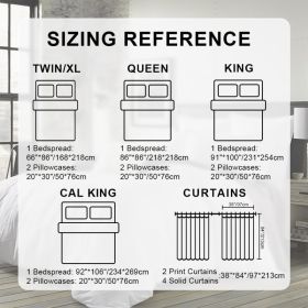 9-Piece Gray And Sapphire Floral Bedspread And Curtain Set, Reversible Microfiber Bedding Set For King And California King (Option: California King)