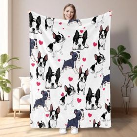 1pc Adorable Fleece Dog Blanket - Soft, Cozy, Lightweight, Warm, Flannel Throw for Couch, Bed, Sofa, Living Room Decor - Perfect for Snuggling Up (Option: default title)