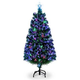 6ft Top With Stars PVC Material Fiber Optics 230 Branches Christmas Tree Green (Option: default title)