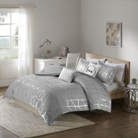 King/Cal King Metallic Printed Comforter Set (Color: as Pic)