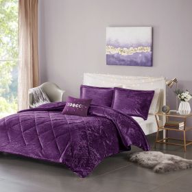 Full/Queen Velvet Comforter Set with Throw Pillow (Color: as Pic)