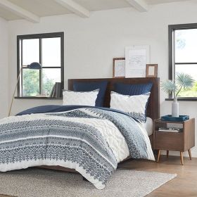 Full/Queen 3 Piece Cotton Duvet Cover Set with Chenille Tufting (Color: as Pic)