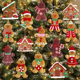 Gingerbread Man & House Ornaments For Christmas Tree, Cute Holiday Hanging Decorations, Festive Tree Decor For Home, Party & Gifts (Option: MULTI)