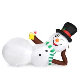 9.8 FT Lighted Christmas Inflatable Decoration, Large Inflatable Lying Snowman, Funny Blow Up Yard Decorations with Built-in LED Lights for Holid (Option: default title)