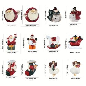 Christmas Colorful Resin Reindeer Pendant Decoration, Christmas Tree Scene Decoration Props (Option: 12piece)