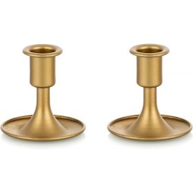 Gold Taper Candle Holders, Set Of 2, Elegant Tabletop Candle Stand For Christmas, Wedding, Dining Table & Home Decor (Option: Gold)