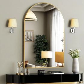 26"X38" Arched Bathroom Mirror, Wall Mounted Mirror with Aluminum Alloy Frame, Bathroom Mirror for Living Room, Bedroom, Bathroom and Entryway, G (Option: default title)